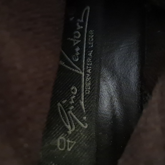 Gino Ventori Italian Suede Ankle Boots Size 40 Woven Square Toe Chunky Heels - Picture 11 of 16